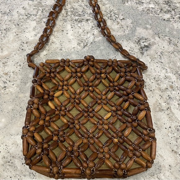 Set of 2 Vintage Wooden Bead Bags - Picture 6 of 11